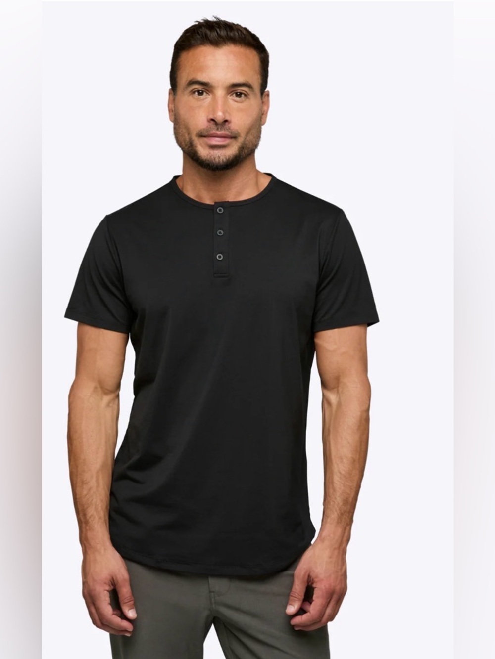 Cuts clothing AO Henley Curve Hem Tee Shirt in Black Size XXL NWT